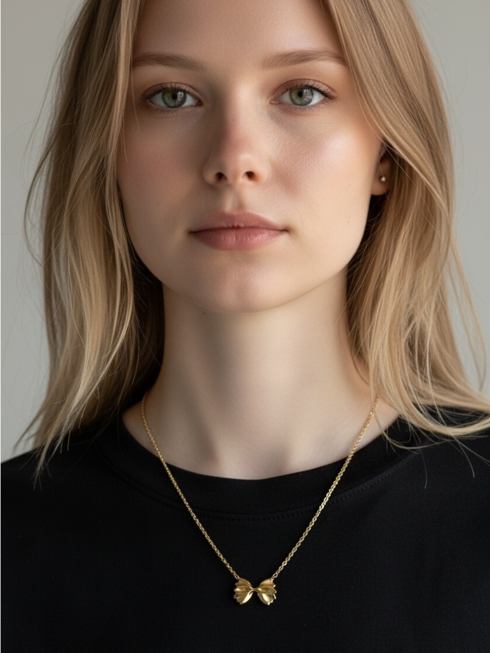 10/15 Delicate Gold Bow Pendant Necklace - Women Jewelry